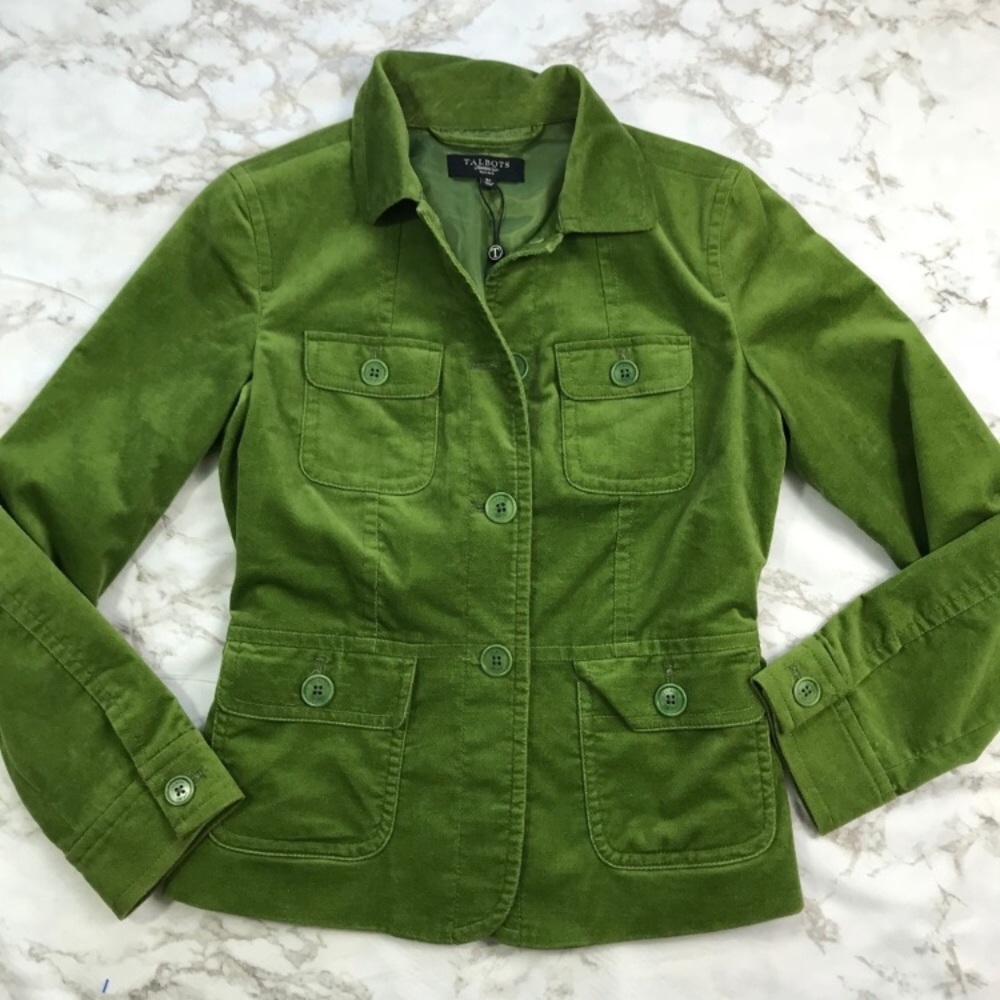 Green velvet blazer